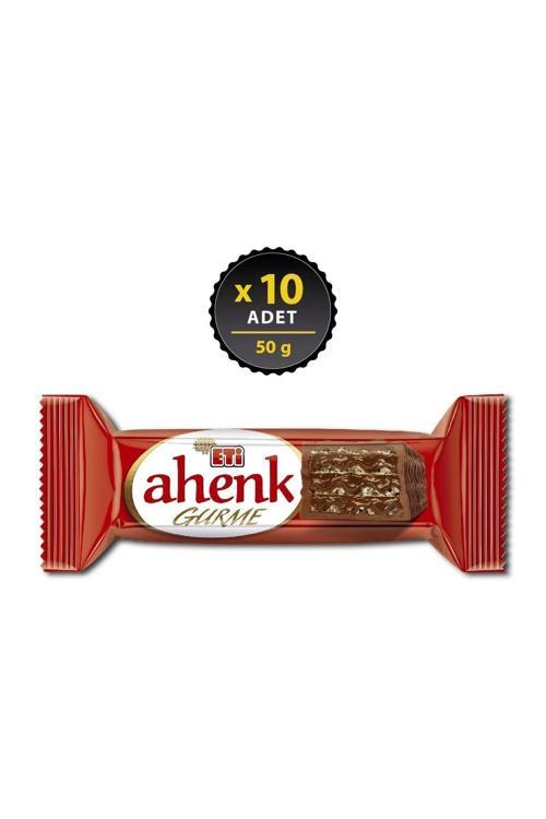 Ahenk Gurme Çikolata Kapli Fındık KremalI Gofret 50 g x 10 Adet