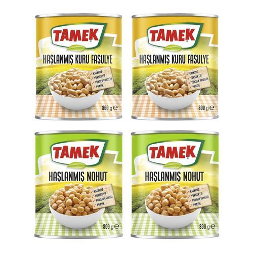 Haşlanmış Kuru Fasulye - Nohut 800 gr 4 lü Karma Paket