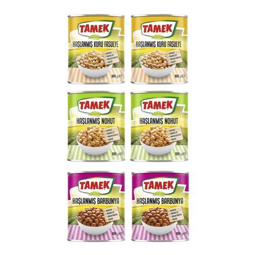 Haşlanmış Kuru Fasulye - Nohut - Barbunya 800 gr 6 lı Karma Paket