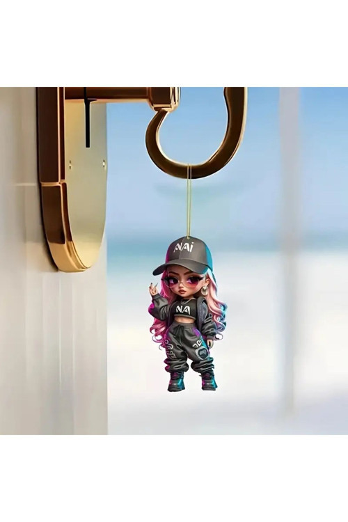 2D Akrilik Hip-Hop Kız Anahtarlık
