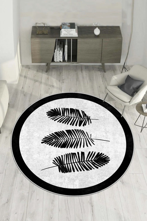 Gri Modern Yuvarlak Halı Mutfak Banyo Leke Tutmaz Kaymaz Tay Tüyü Hissi