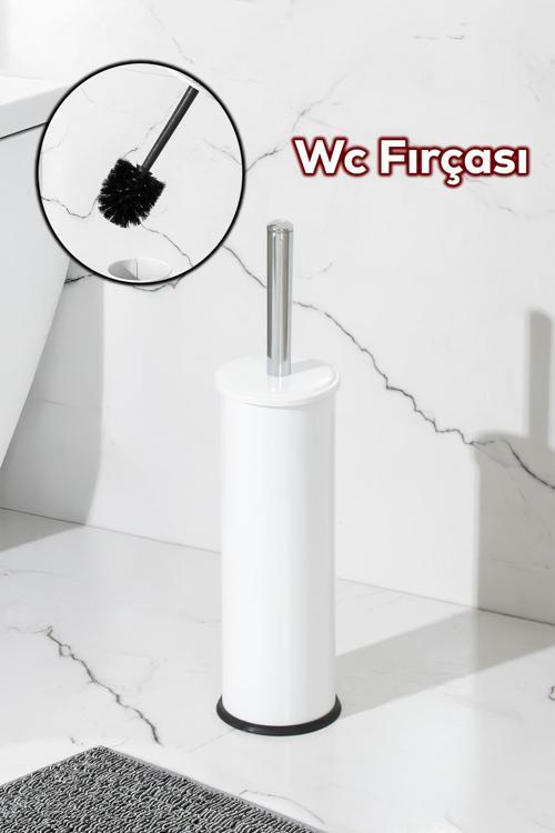 831B Beyaz Çelik Tuvalet Wc Fırçası - Çelik Fırçalık Beyaz
