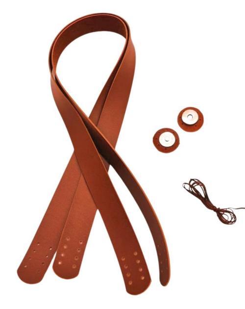 Taba Renk 70x2.4 cm Çift Çanta Sapı, Gümüş Aparatlı Mıknatıs, 2 Metre Dikme İpi