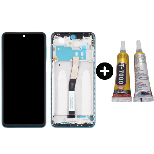 Xiaomi Redmi Note 9 Pro Uyumlu Çıtalı OLED Lcd Ekran Dokunmatik Mavi + B7000