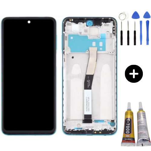 Redmi Note 9 Pro Uyumlu A Kalite Çıtalı Lcd Ekran Dokunmatik Yeşil + Montaj Seti