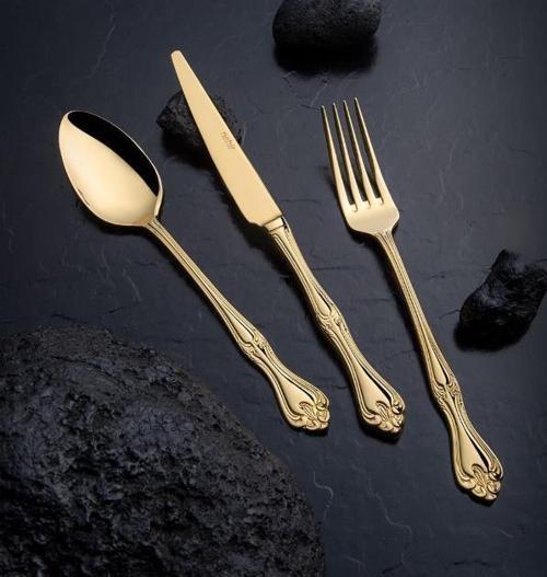 Lalezar Titanyum Gold Full Altın Parlak 84 Parça Kutulu Çatal Bıçak Set