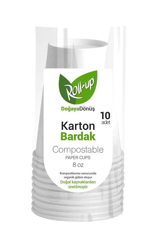 Roll-up Doğa Dostu Karton Bardak 8oz 10lu