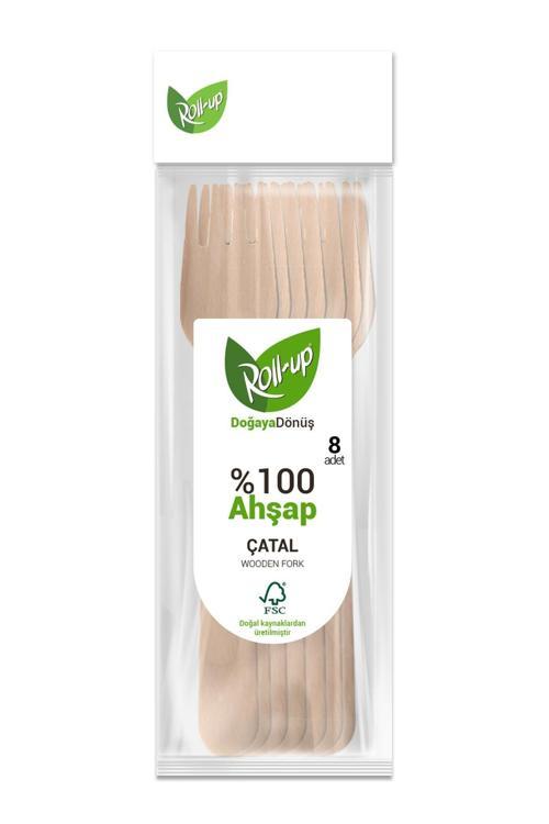Roll-up Doğa Dostu Ahşap Çatal 8li