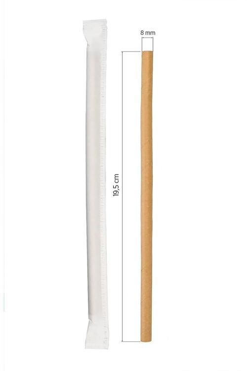 Roll-up Kağıt Sargılı Frozen Kağıt Pipet Kraft 8mmx19,5cm 100 Adet