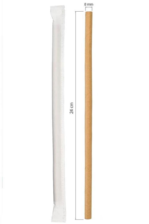 Roll-up Kağıt Sargılı Frozen Kağıt Pipet Kraft 8mmx24cm 100 Adet