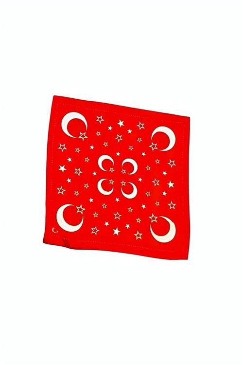 Ayyıldız Yazma Kırmızı Tülbent 95x95 cm