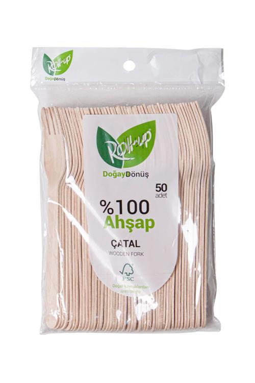 Roll-up Doğa Dostu Ahşap Çatal 50li