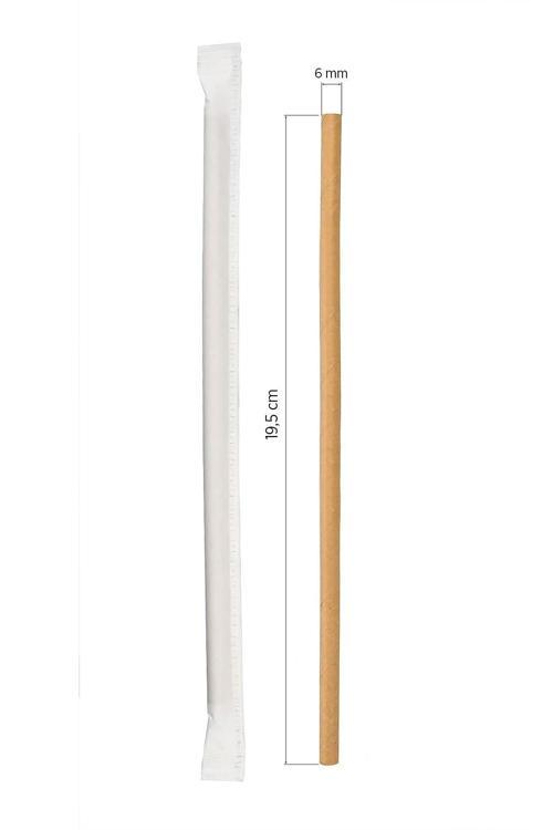 Roll-up Kağıt Sargılı Kağıt Pipet Kraft 6mmx19,5cm 100 Adet