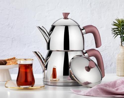 Alexa Aile Boyu Çelik Çaydanlık Takımı Rosegold