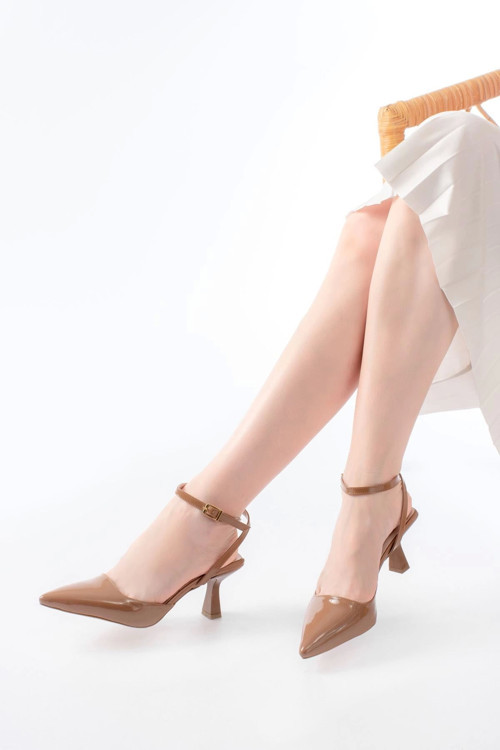 ST-004 Vizon Rugan Günlük 7 cm Topuklu Bayan Ayakkabı