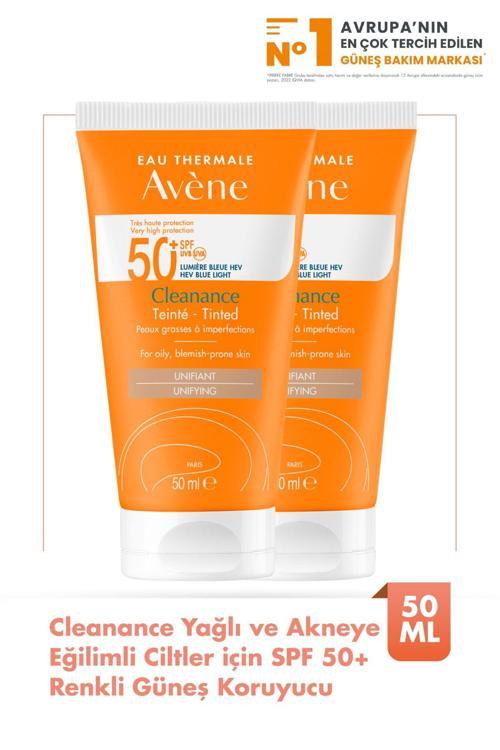Cleanance Tinted Spf 50+ Yağlı Ve Akneye Eğilimli Ciltler İçin Renkli Güneş Kremi 50 Ml X2