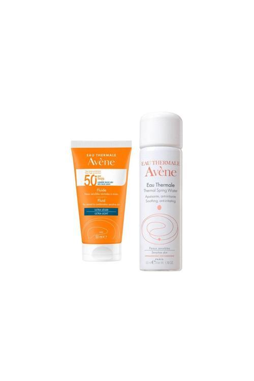 Fluide Spf 50+ Normal Veya Karma Ciltler İçin Yüksek Korumalı Güneş Kremi 50 Ml + Termal Su 50 Ml