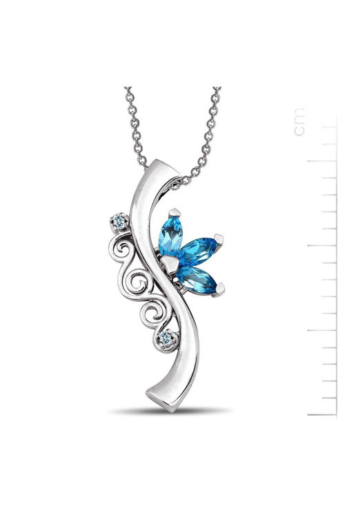 Pırlanta Yolculuk Mavi Topaz Kolye (Gpk0040)