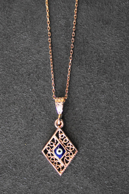 Kadın Nazarlı Rose Gümüş Kolye Tgk0325
