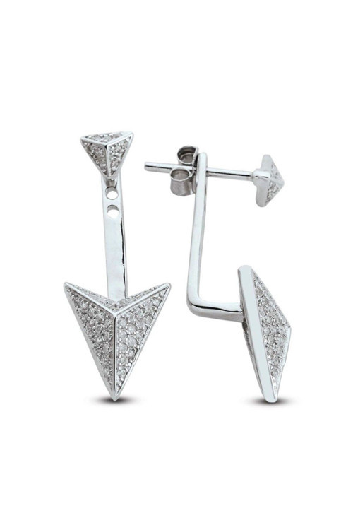 Kadın Ok Piercing 925 Ayar Gümüş Küpe Gp00304