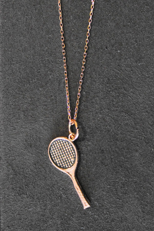 Kadın Tenis Raketi Rose Gümüş Kolye Tgk0312