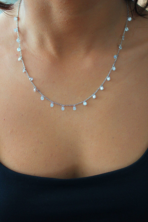 Sıra Kristal Taşlı Gümüş Kolye (Tgk0398)