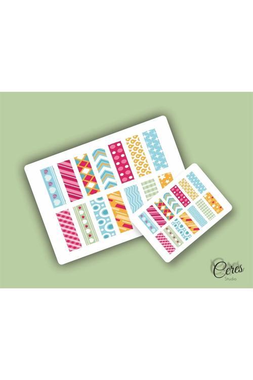 Washi Tape | Renkli - Eğlenceli - Nostaljik - Retro | Etiket Sticker (1 SAYFA)