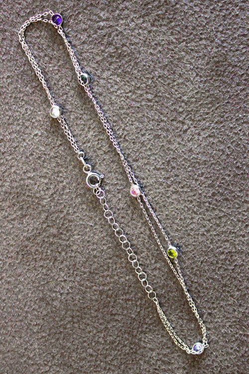 Kadın Çift Zincir Tifani Gümüş Halhal Ghl0036