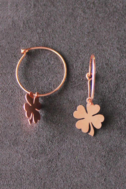 Kadın Sallantılı Yonca Rose Gümüş Küpe Tgp0106