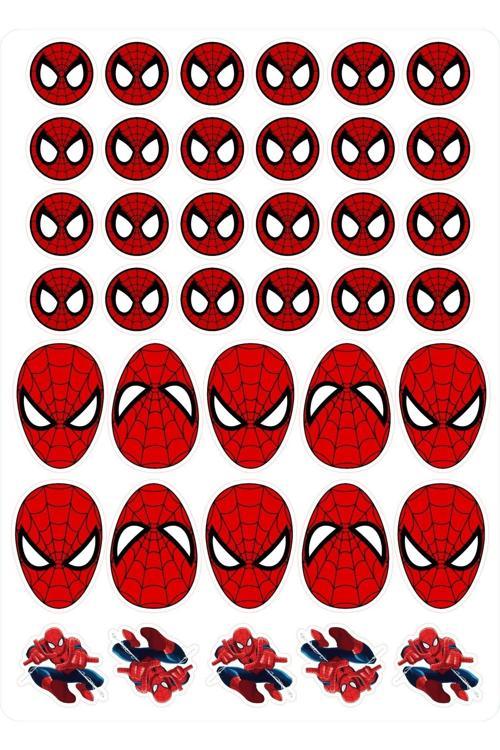 Spiderman Mask Sticker Etiket - 13x18cm Tek Sayfa 39 Adet Etiket