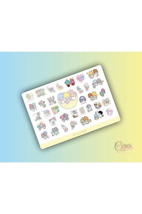 Little Twin Stars Sanrio Hello Kitty Sticker Etiket 1 Sayfa 35 Adet Etiket