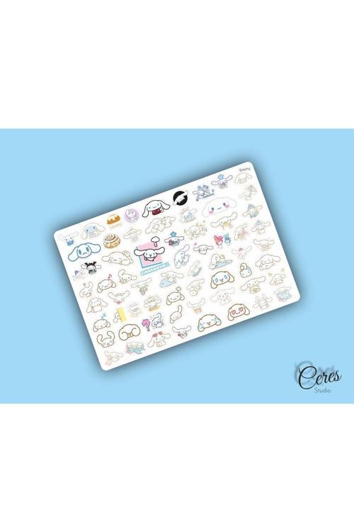 Cinnamoroll Sanrio Hello Kitty Sticker Etiket 1 Sayfa 63 Adet Etiket Bullet Journal Için Uygundur.