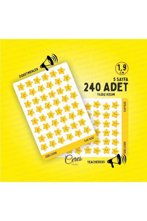 Öğretmenler Için Yıldız Etiket Star Sticker 5 Sayfa Toplam 240 Adet (1.9CM)