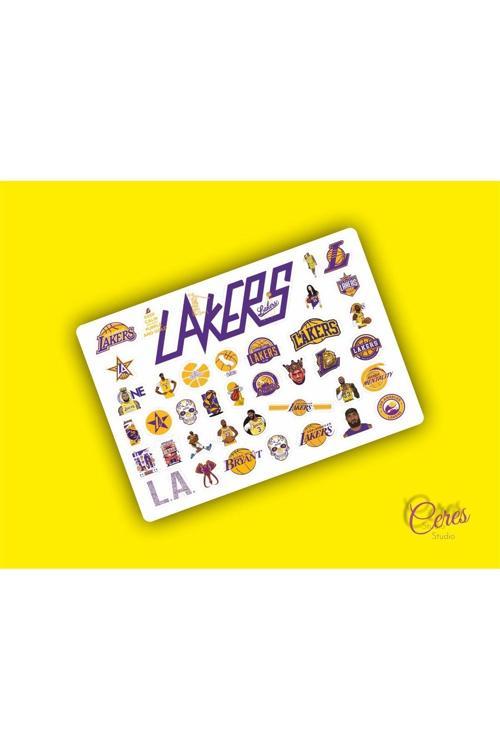 Lakers - Kobe Byrant Temalı Nba Sticker Etiket 2 Sayfa 68 Adet Etiket