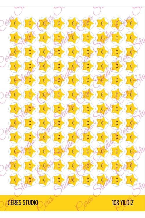 Öğretmenler Için Yıldız Etiketi Star Sticker 1 Sayfa 108 Adet 1,2cm Ebat