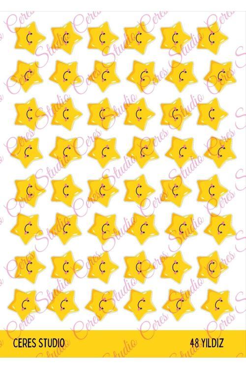Öğretmenler Için Yıldız Etiket Star Sticker 48 Adet (1.9CM) YILDIZ KESİMLİ