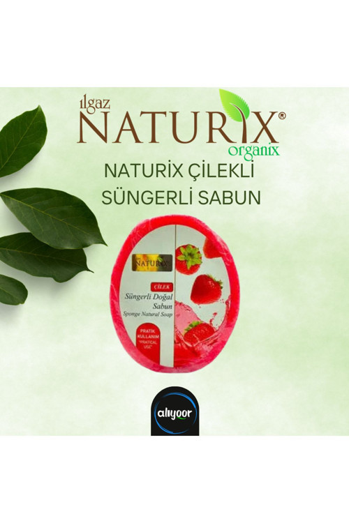 Süngerli Çilek Sabun Peeling Etkili Cilt Arındırıcı %100 Doğal Süngerli Sabun