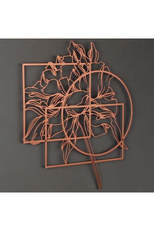 Geometrik Objeler Ve Çiçek Metal Dekor - Metal Duvar Dekoru