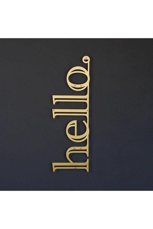 Hello Metal Duvar Dekoru, Ev Ofis Için Modern Duvar Dekoru, Duvar Süsü, Yeni Ev Hediyesi