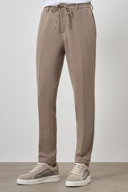  Erkek Bej Trend Slim Fit İpli Jogger Pantolon