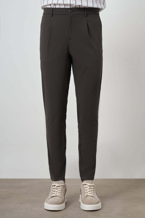 Erkek Haki Trend Slim Fit Tam Lastik Pantolon
