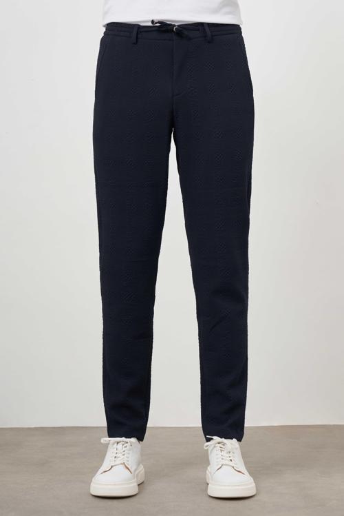  Erkek Lacivert Poliviskon Trend İpli Jogger Slim Fit Spor Pantolon