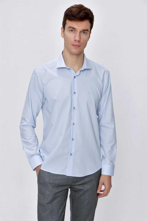  Erkek A. MAVİ Basic Slim Fit Dar Kesim Gömlek