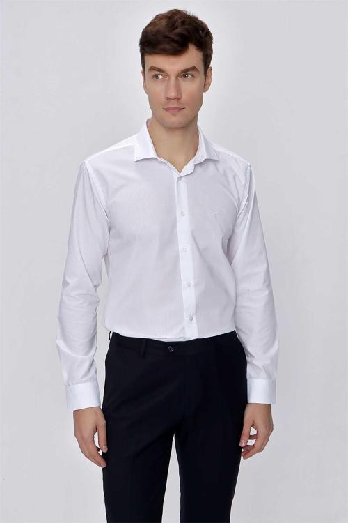  Erkek Beyaz Basic Slim Fit Dar Kesim Gömlek