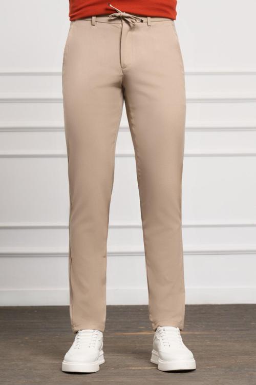  Erkek Bej Slim Fit Jogger Pantolon