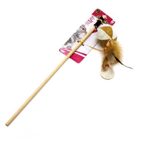 Naturel Tüylü Top Zilli Kedi Oltası 33 Cm