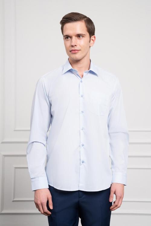  Erkek A. MAVİ Basic Regular Fit Sert Yaka Cepli Gömlek