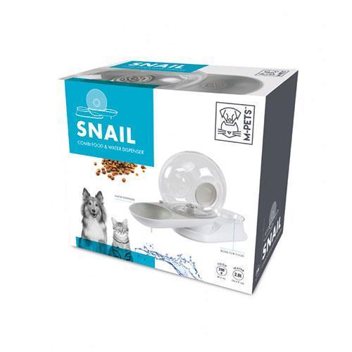 Snail Hazneli Kedi ve Köpek Su ve Mama Kabı Beyaz 2800 Ml
