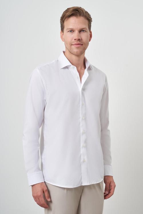  Erkek Beyaz Pamuk Trend Slim Fit Dar Kesim Non Iron Gömlek