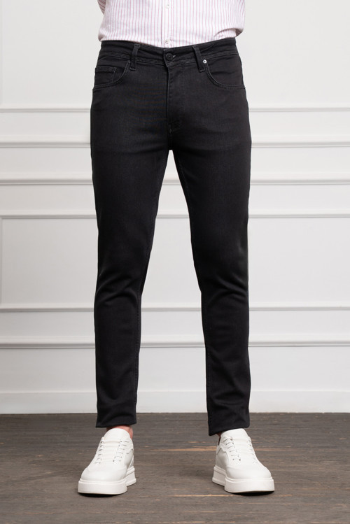 Erkek Siyah Jean Slim Fit Dark Kesim Pantolon